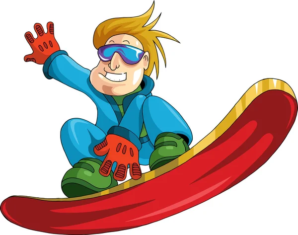Çocuk bir snowboard üzerinde — Stok Vektör