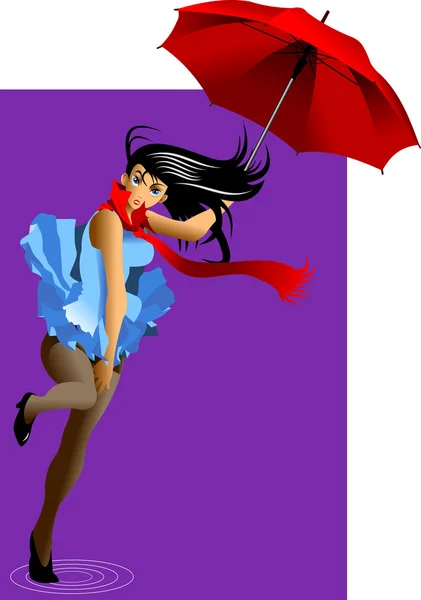 Wiatr i parasol — Wektor stockowy