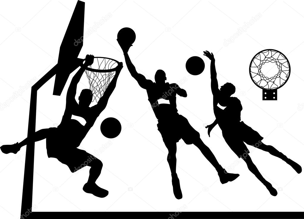 Silhouettes of basketball players