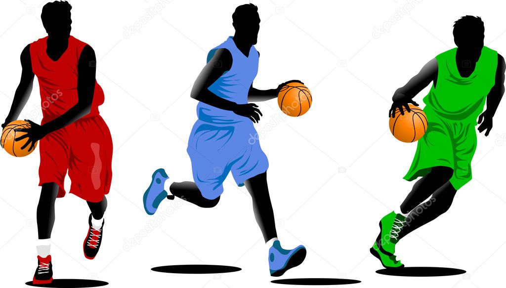 Three colors of basketball