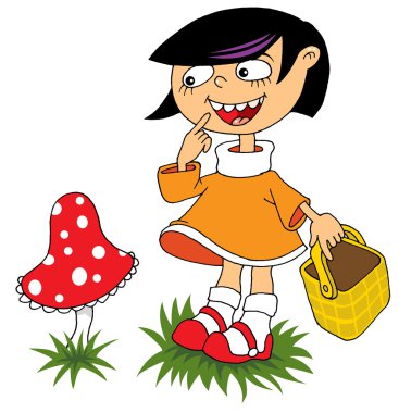 Girl and mushroom clipart