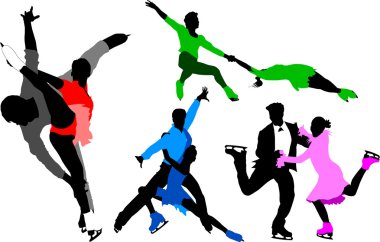 Figure skating silhouette color clipart