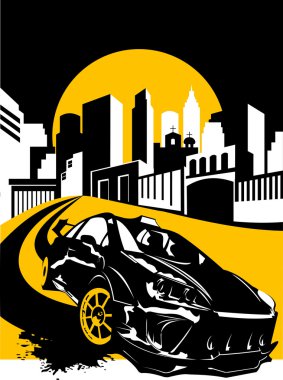 Car yellow stripe clipart