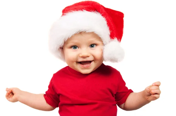 可爱圣诞儿童在一顶红色的帽子 — 图库照片