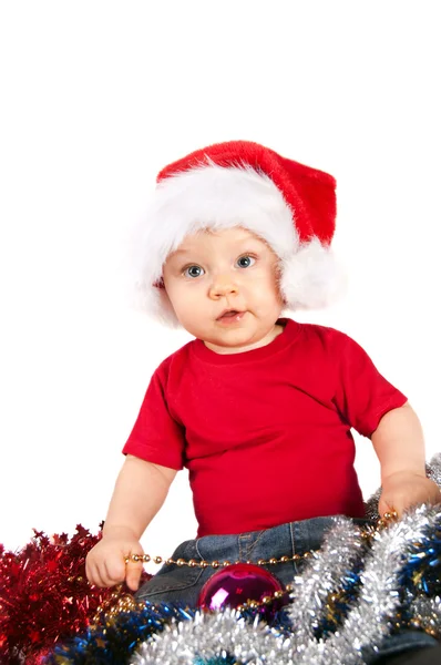 Kırmızı şapkalı güzel Noel çocuk — Stok fotoğraf
