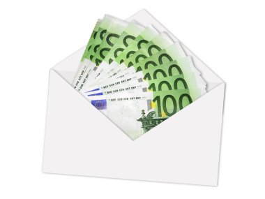 Envelope with Euro banknotes clipart