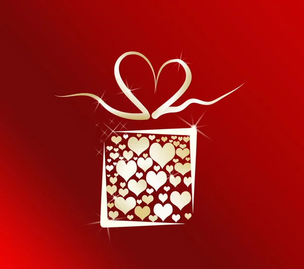 stock image Valentine gift box full of hearts and heart shaped ribbon