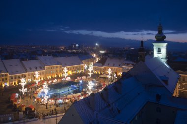 sibiu kasabasında Noel Fuarı