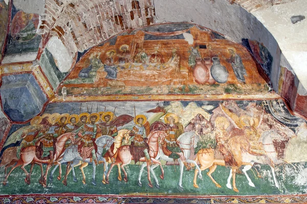 Byzantské fresky v staré křesťanské ortodoxní církev — Stock fotografie