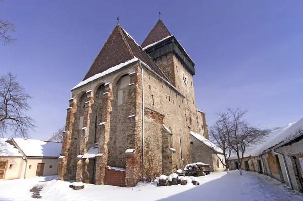 Befæstede kirke i Transsylvanien Rumænien - Stock-foto