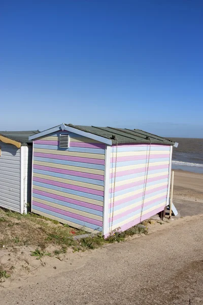 Beach hut and view to sea — Stock Photo, Image