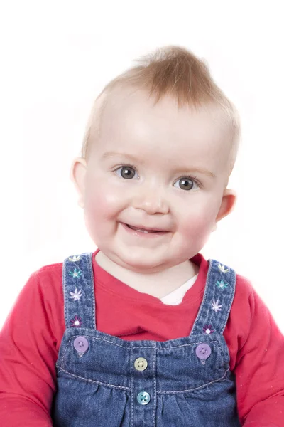 1 ano de idade bebê menina sorrindo para a câmera — Fotografia de Stock