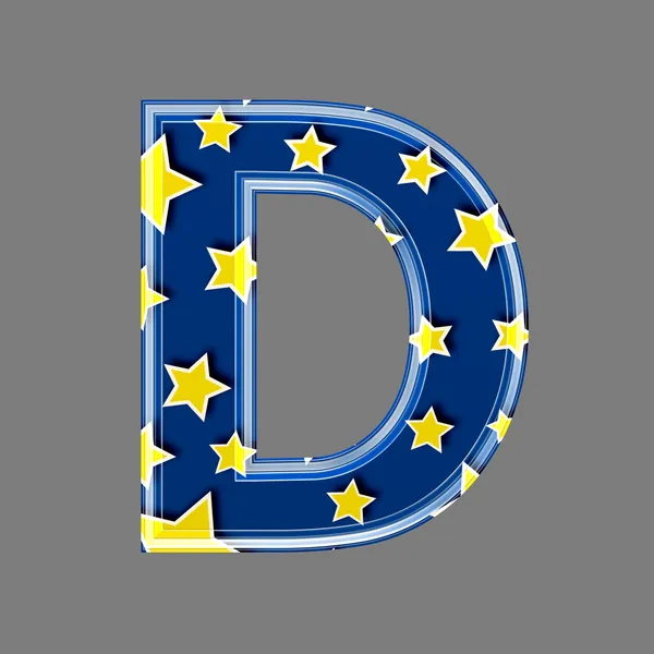 3d letter with star pattern - D — Stock Photo, Image