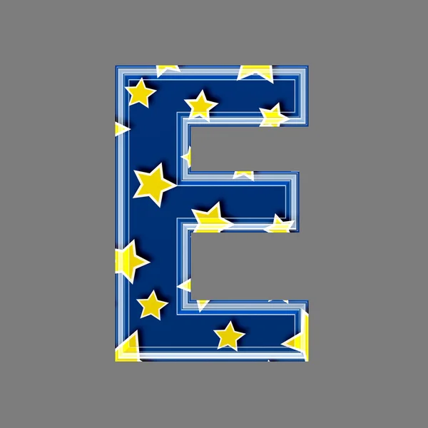 3d letra com padrão de estrela - E — Fotografia de Stock