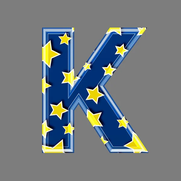 Letra 3d con patrón de estrella - K — Foto de Stock