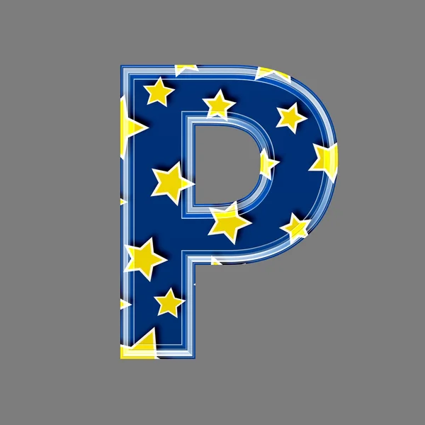 Трехмерная буква со звездочкой - P — стоковое фото