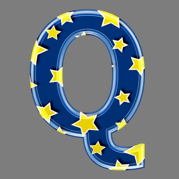 3d letter with star pattern - Q — Stock Photo, Image