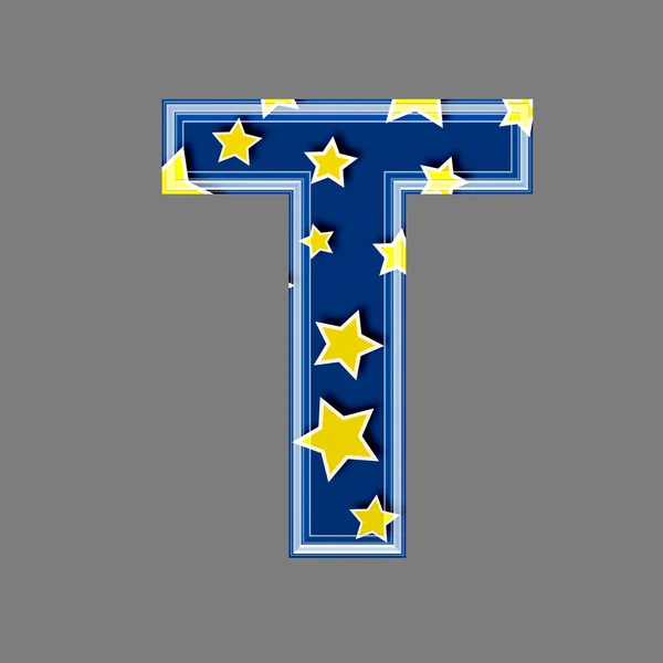 3d letter with star pattern - T — Stock Photo, Image