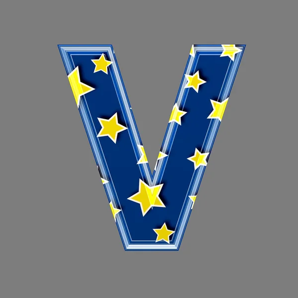 3d letter with star pattern - V — Stock Photo, Image