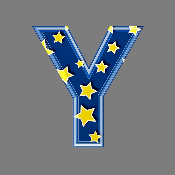 3d letra com padrão de estrela - Y — Fotografia de Stock