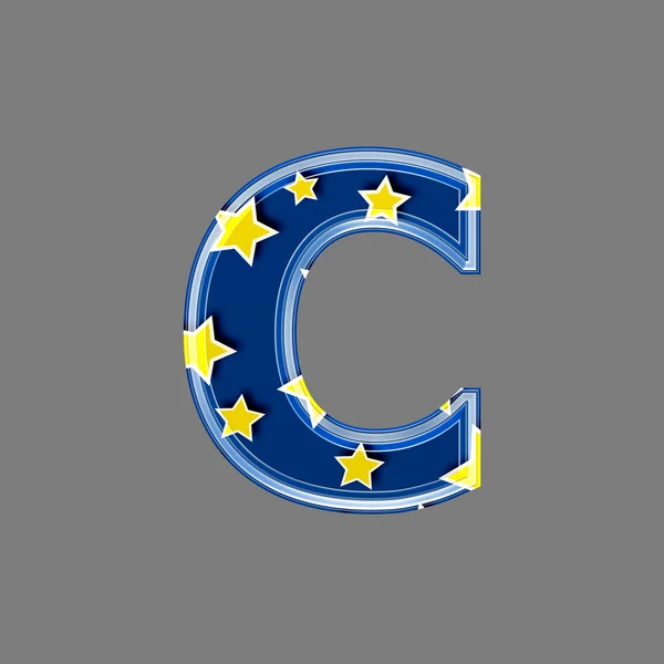3d letter with star pattern - C — Stock Photo, Image