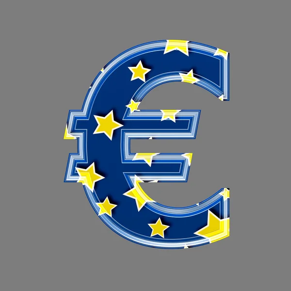 Signo de moneda 3d con patrón de estrella - Euro — Foto de Stock
