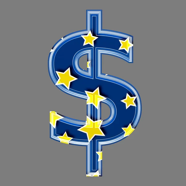 3d dollar sign with star pattern — Stock Photo, Image