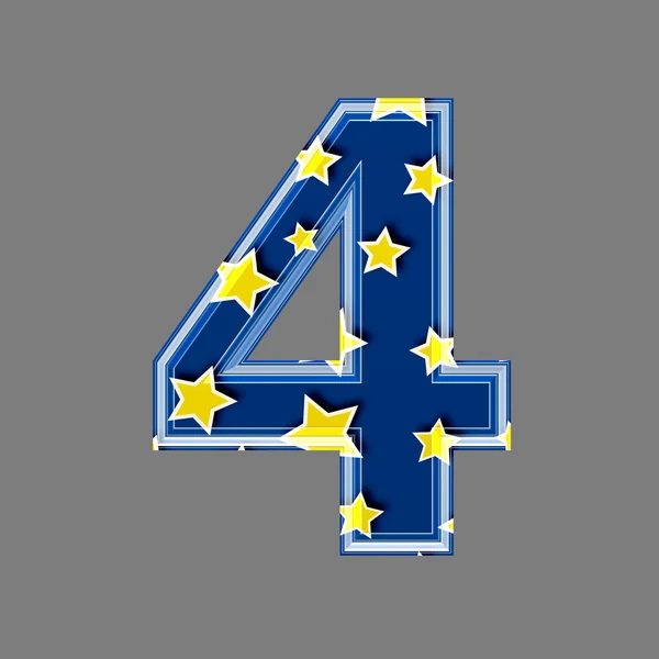 Dígito 3d com padrão de estrela - 4 — Fotografia de Stock
