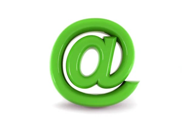 Señal de correo electrónico verde contra fondo blanco — Foto de Stock
