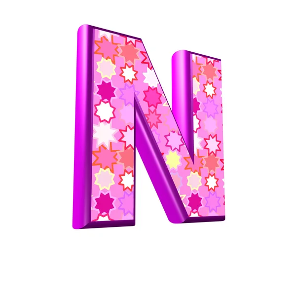 3-я розовая буква на белом фоне - n — стоковое фото
