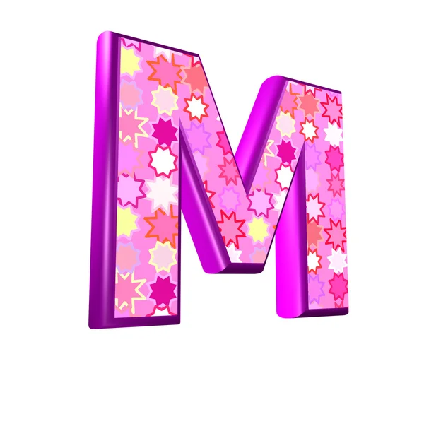 3d lettera rosa isolata su sfondo bianco - m — Foto Stock