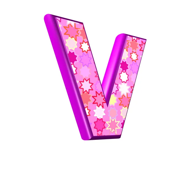 -흰색 배경에 고립 된 3d 핑크 편지 v — 스톡 사진
