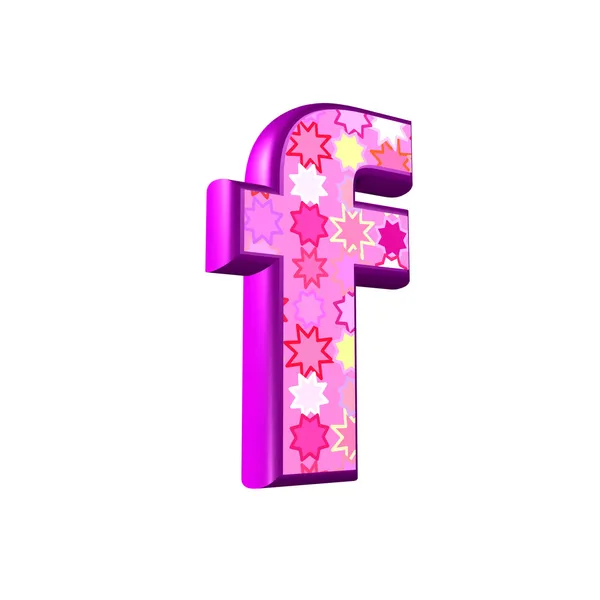 Lettera rosa 3d isolata su sfondo bianco - f — Foto Stock