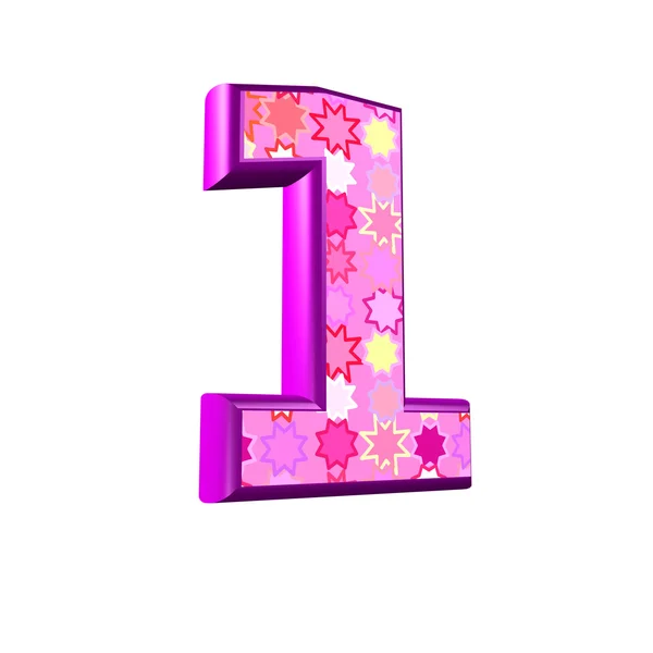 3d dígito rosa isolado em um fundo branco - 1 — Fotografia de Stock