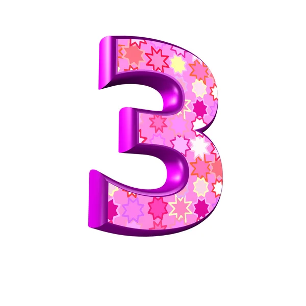 3d rosa Ziffer isoliert auf weißem Hintergrund - 3 — Stockfoto