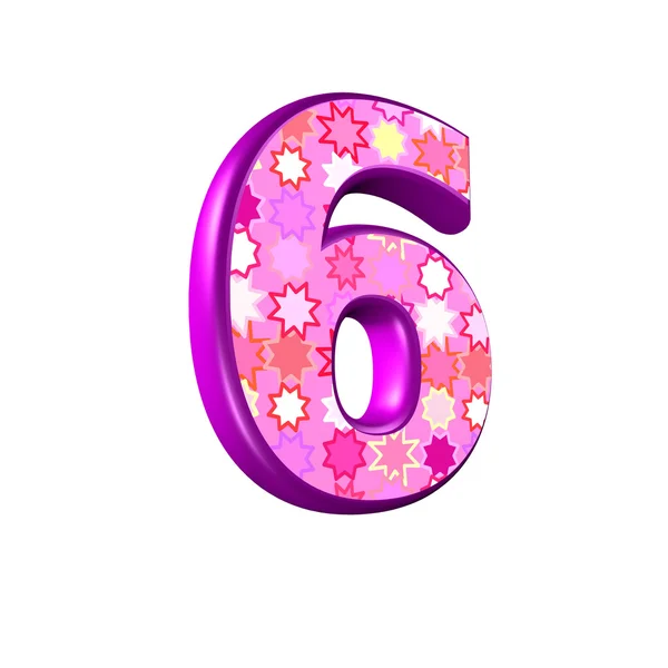 3D růžové číslice izolovaných na bílém pozadí - 6 — Stock fotografie