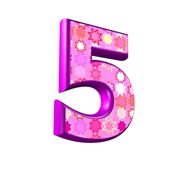 3D růžové číslice izolovaných na bílém pozadí - 5 — Stock fotografie