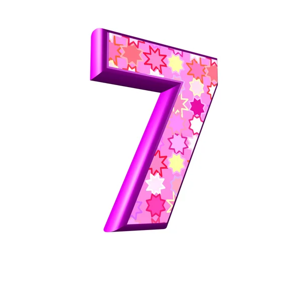 3D růžové číslice izolovaných na bílém pozadí - 7 — Stock fotografie