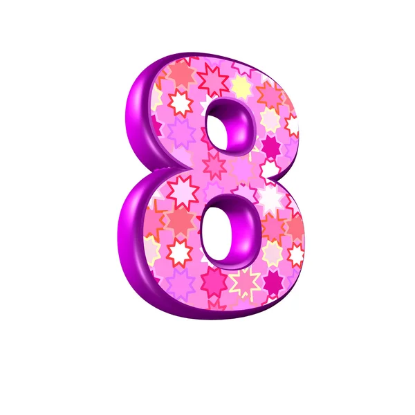 3D rosa siffra isolerad på en vit bakgrund - 8 — Stockfoto
