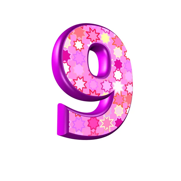 3D růžové číslice izolovaných na bílém pozadí - 9 — Stock fotografie