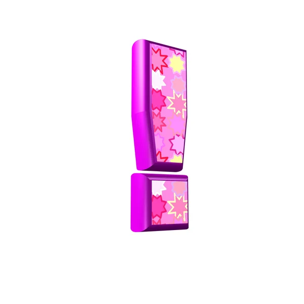 3d rosa Ausrufezeichen isoliert auf weißem Hintergrund — Stockfoto