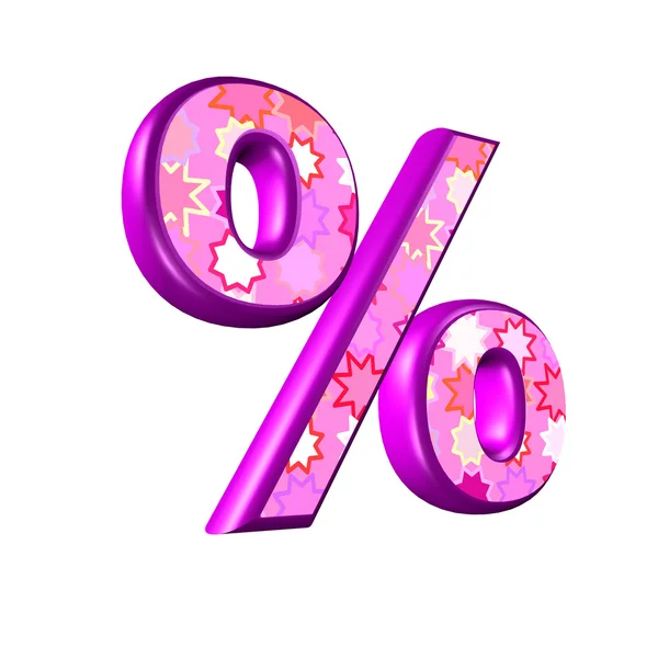3d pink percent sign isolated on white background — Stock Photo, Image