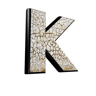 Abstract 3d letter with dry ground texture - K clipart