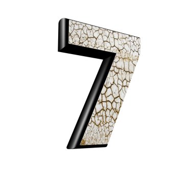 Abstract 3d digit with dry ground texture - 7 clipart