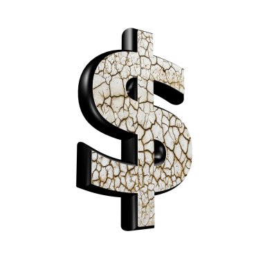 Abstract 3d currency sign with dry ground texture - dollar curre clipart