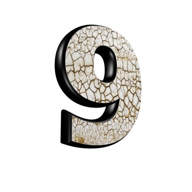 Abstract 3d digit with dry ground texture - 9 clipart