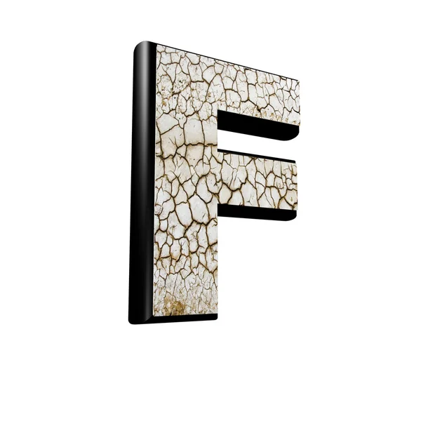 Abstract 3d letter with dry ground texture - F — Stock Photo, Image