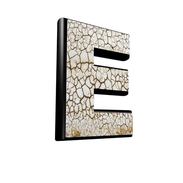 Абстрактная трехмерная буква с текстурой сухого грунта - E — стоковое фото