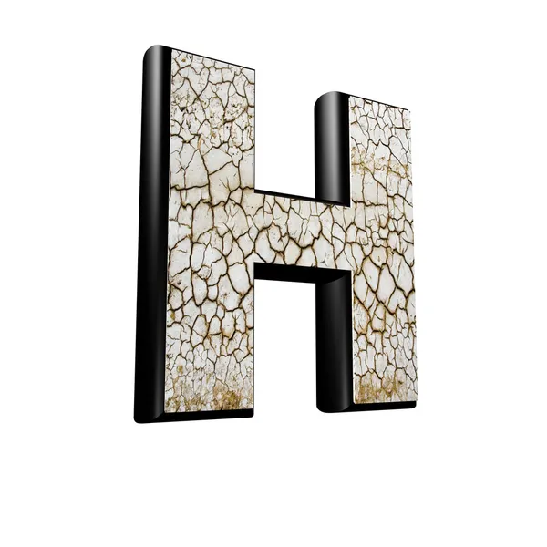 Abstract 3d letter with dry ground texture - H — Stock Photo, Image