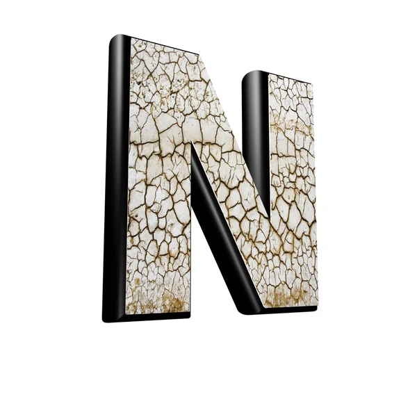 Abstract 3d letter with dry ground texture - N — Stock Photo, Image
